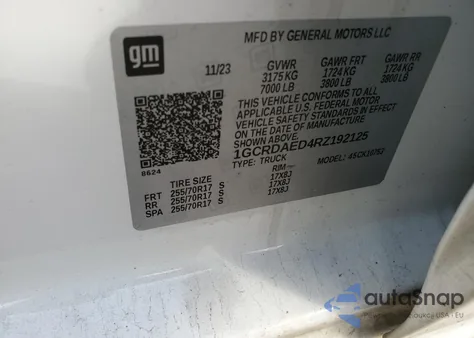 2024 Chevrolet Silverado K1500 z USA, uszkodzony, nr VIN 1GCRDAED4RZ192125